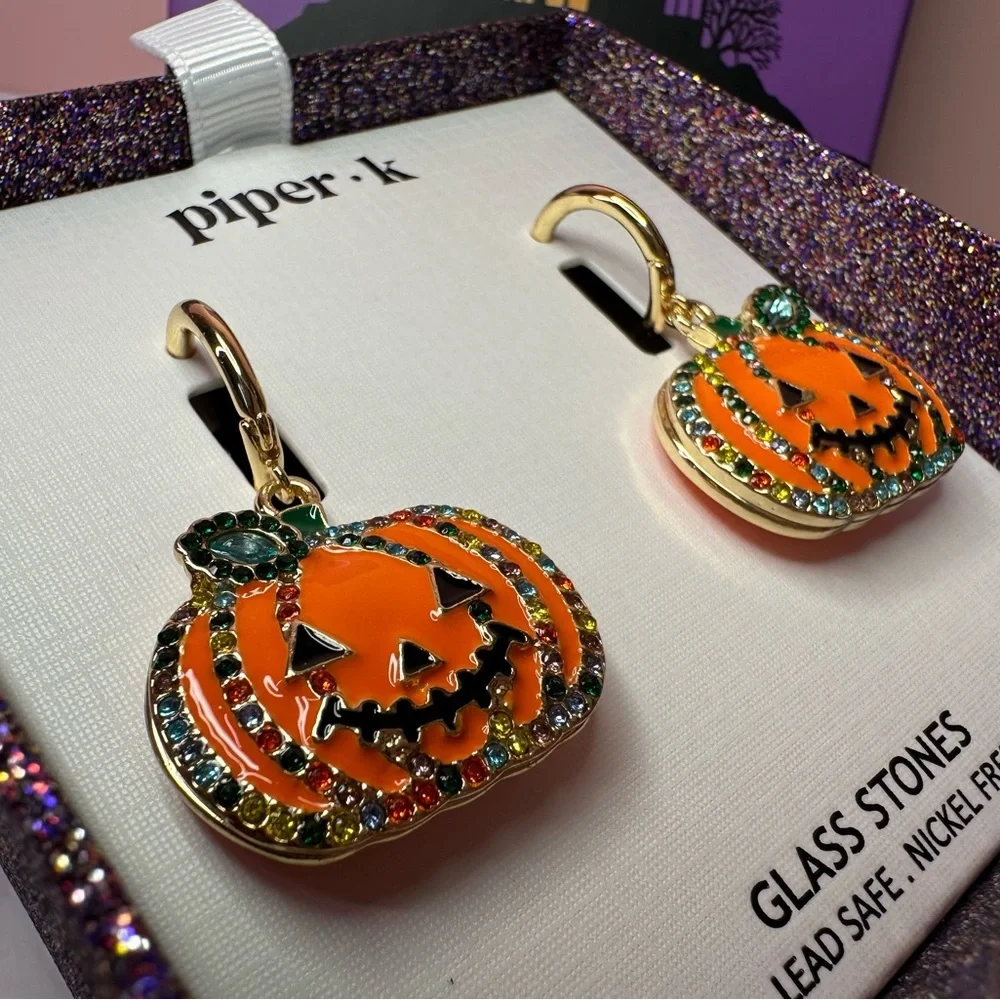 Piper K Jack o Lantern earrings new in box